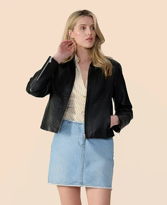 Furniq Uk Women's Classic Leather Jacket, Created for Macy's
