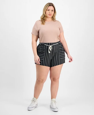 Derek Heart Trendy Plus Striped Rope-Belt Shorts