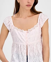 Self Esteem Juniors' Lace Cap-Sleeve Flyaway Top
