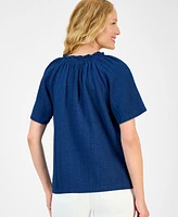 Style & Co Petite Ruffle-Trim Cotton Top, Exclusively at Macy's