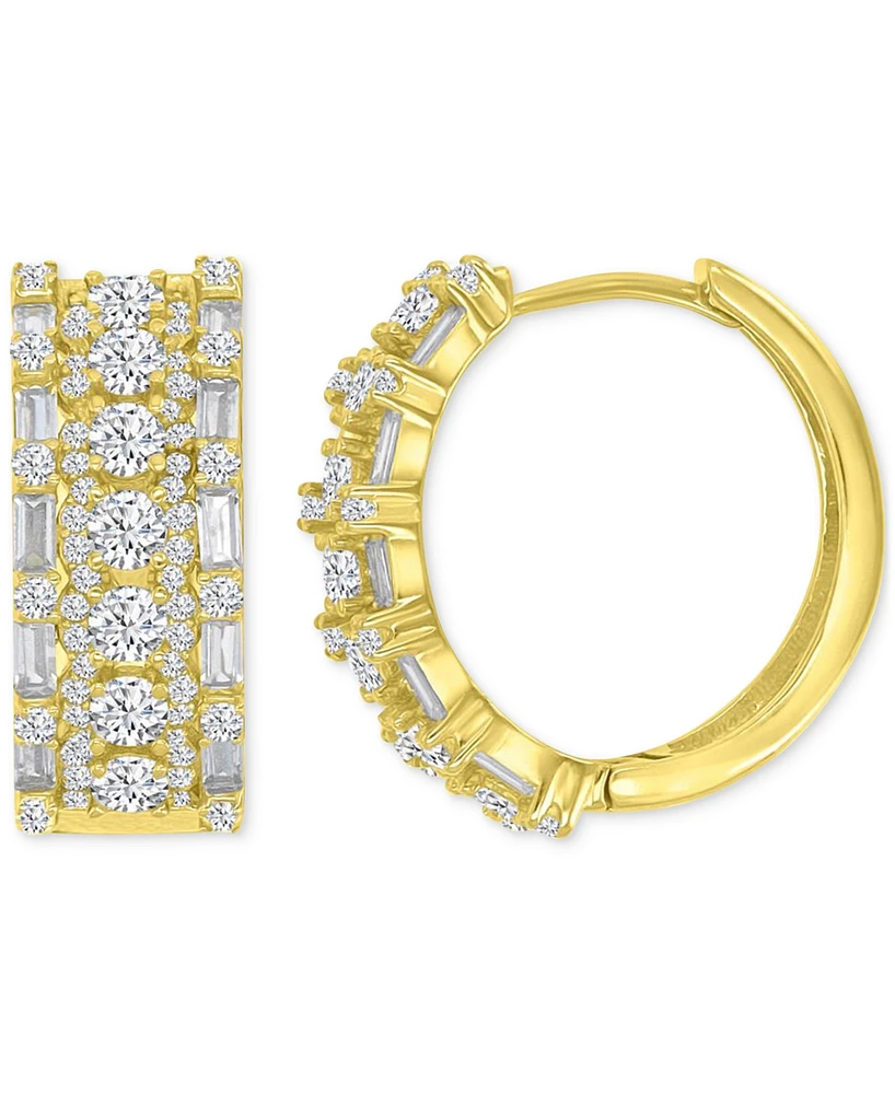Oval Puffy Hoop Earrings 14K Gold over Sterling Silver
