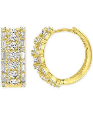 Oval Puffy Hoop Earrings 14K Gold over Sterling Silver