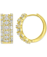 Oval Puffy Hoop Earrings 14K Gold over Sterling Silver
