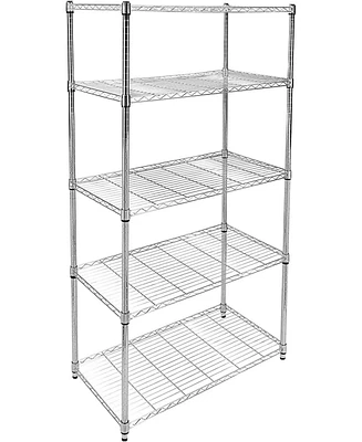 Simple Deluxe 5-Shelf Shelving with Wheels Steel Organizer 36"Wx14"Dx60"H Chrome