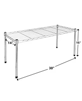 Simple Deluxe Heavy Duty 1-Shelf Shelving, Adjustable Storage Units, Steel Organizer Wire Rack, 30" W x 14" D x 15" H, Chrome