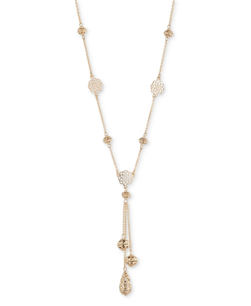 Marchesa Gold-Tone Filigree Lariat Necklace, 16" + 3" extender