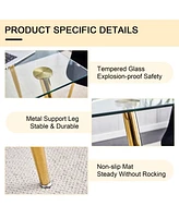 Modern Glass Dining Table, Golden Legs, 51" Kitchen/Living Room