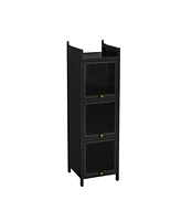 Modern Glass Door Cabinet with Multi-tier Storage (Entryway, Living Room, Bathroom, Dining Room