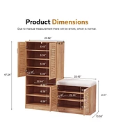 Multifunctional Shoe Cabinet with Storage, Bench & Adjustable Shelves for Hallway