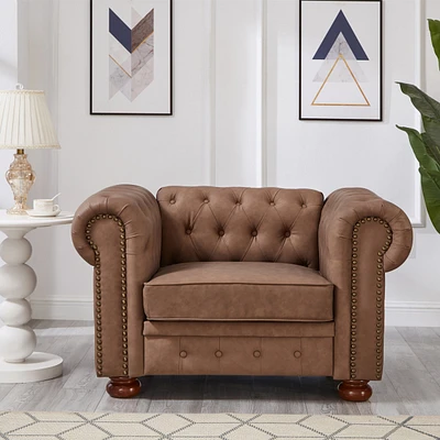 Classic Chesterfield Sofa Chair for Living Room Faux Leather