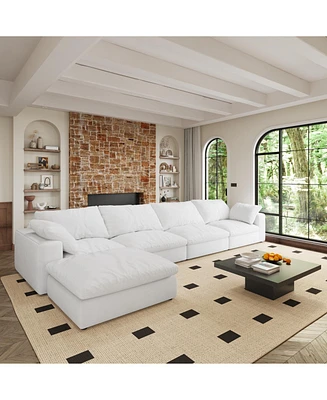 Cloud Modular Sectional Sofa 160" Down Filled Comfort L Shaped Sofa Couch for Living Room,4 Seater and 1 ottoman