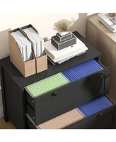 2 Drawer File Cabinet with Lock, Lateral Filing Cabinet with Keys and Adjustable Hanging Bar for Letter, A4 and Legal Size, File Cabinet for Home Offi