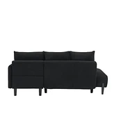 79.50 inches long, Velvet Sofa Fabric, with three matching pillows and spacious and comfortable seats, for Apartment Office Living Room - Black