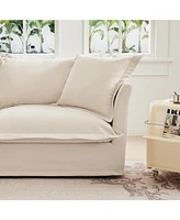 U Shape Sectional Sofa, Armless with Ottoman and French Edge, Comfortable Deep Seat