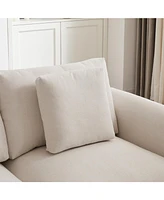 Cozy L-Shaped Sofa: Ottoman, 3 Cushions, 3 Pillows