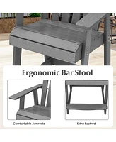 Hdpe Patio Chair with Armrest and Footrest for Indoor Outdoor-Gray