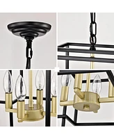 4-Light Tiered Pendant: Farm-to-Table Elegance (Matte Black & Gold)