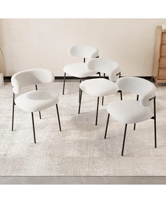 4-Piece Velvet Dining Chairs with Metal Legs