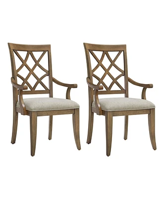 Retro Upholstered Arm Dining Chairs (Set of 2)