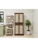 4 Door Cabinet with 1 Drawer, with 4 Adjustable Inner Shelves, Storage Cabinet