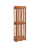 Lighted Glass Curio Display Cabinet, Display Cabinet, Glass Storage Cabinet Glass Wine cabinet Wood Frame Toy Display for Living Room, Kitchen, Pantry
