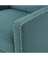 Classic Teal Fabric Push Back Chair