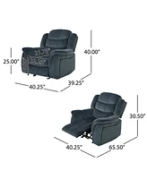 Oversized Glider Recliner with Steel Gray Plush Fabric for Timeless Comfort