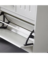 Functional Shoe Cabinet with Wall Unit: Narrow Organizer for Hallway and Bedroom (White)