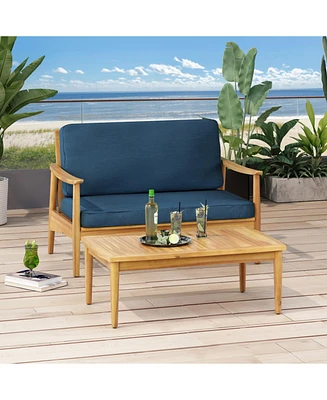 Willowbrook Acacia Wood Loveseat And Coffee Table Set