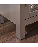Elegant Firwood Cabinet With Carved Panels And Ample Storage