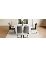 White Marble Table & Gray Pu Chairs