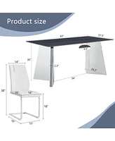 Black Marble Table w/ 4 Pu Chairs