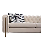 Chesterfield Modern Tufted Velvet Living Room Sofa, 84.25"W Couch,Cream