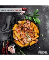 Cuisinel 18-Piece Cast Iron Cookware Set – Pre-Seasoned Skillets, Grill Pan, Griddle, Dutch Oven, Pizza Pan, Combo Lid, Pan Rack, Silicone Hand