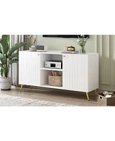 Modern Tv Stand with Adjustable Shelf, Metal Legs, and Anti-Tip Safety