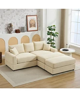 Modern Sectional Couch, 2 Pieces Corduroy Couch Cushion Covers