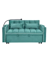 Versatile 55.5" Foldable Sofa Bed with Adjustable Back, Usb Port, and Phone Stand (Green)
