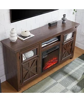 60" Farmhouse Tv Stand with Fireplace, Espresso