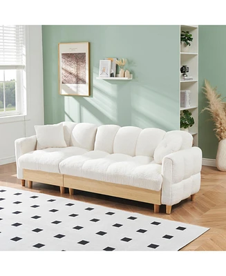 84.64 inches beige three person sofa lift sofa bed with locker sofa bed, sofa soft and comfortable, suitable for bedroom, living room