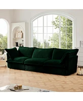 Green Corduroy Slipcovered 3-Seater Sofa