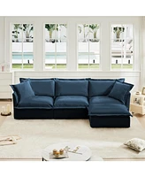 Modern L-Shaped Sectional Sofa with Ottoman & Pillows