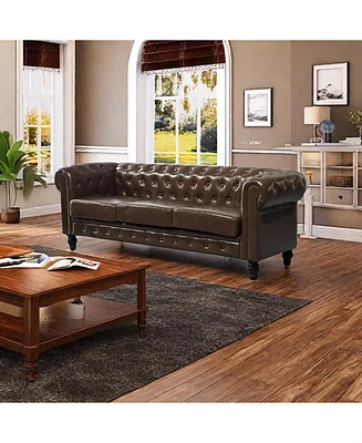 3-Seat Modern Chesterfield Sofa with Button Tufting for Living Rooms