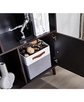 67" Bookcase with Doors, 3-tier Bookshelf, Coffee
