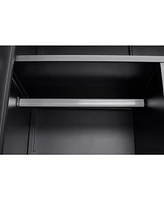 Black Metal Wardrobe Cabinet with Lockable Doors, Adjustable Shelves, and Hanging Rod