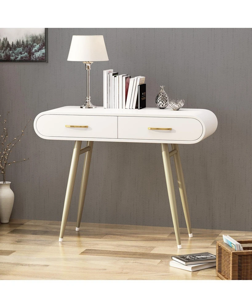 Sleek and Sophisticated Neutrals: Vanity Table with Drawers