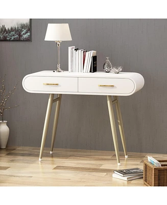 Sleek and Sophisticated Neutrals: Vanity Table with Drawers