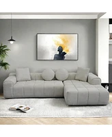 Modular Sofa with Sponge Foam, L-Shape Chaise & Light Gray Upholstery