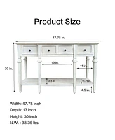 48 inch Long Console Table with 4 Drawers and 1 Bottom Shelf for Entryway Hallway Easy Assembly