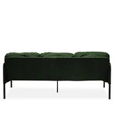 Modern 3-Seater Sofa with Ottoman, Green Velvet Fabric
