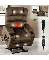 Chenille Power Lift Recliner with Vibration Massage and Lumbar Heating